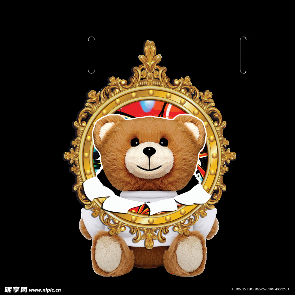 潮牌泰迪熊插画手绘印花