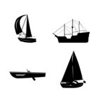 帆船划艇海盗船剪影元素