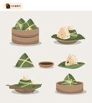 手绘粽子矢量图