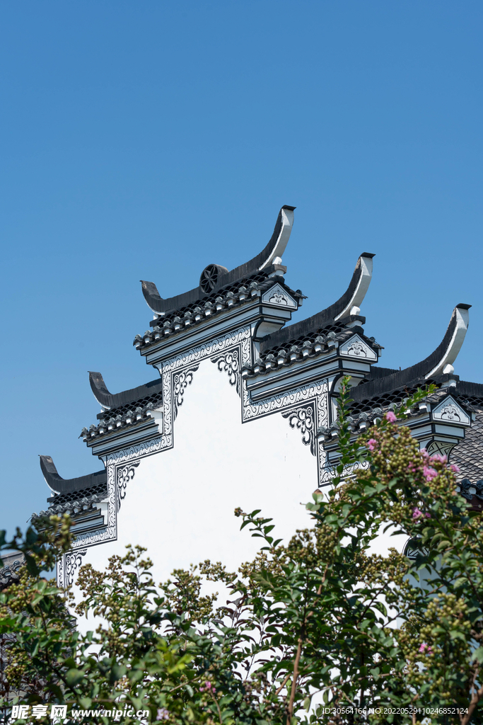 户外复古徽派建筑