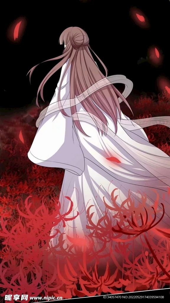 白衣红花