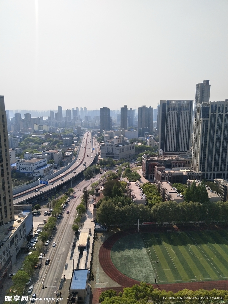 武汉中心城市高空俯瞰图