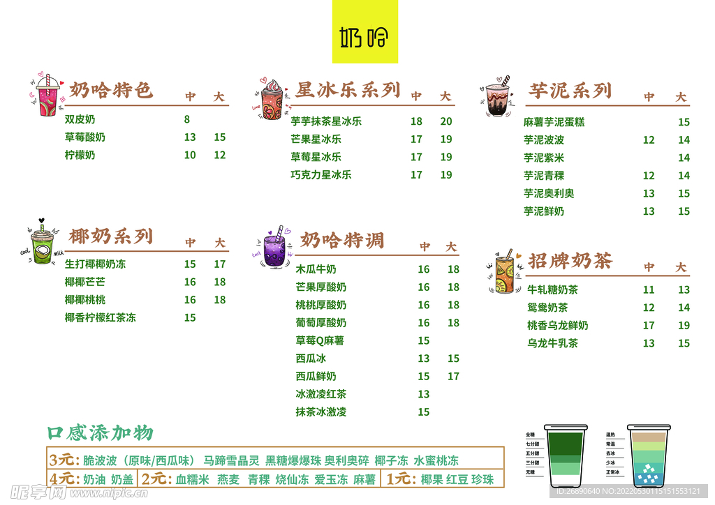 价格表