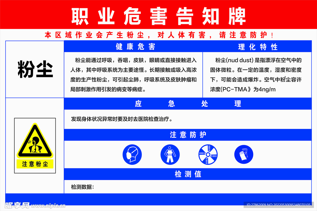 粉尘职业危害告知牌 