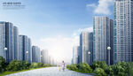西瓜海报蓝天白云城市草地