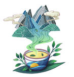 创意茶艺茶杯山水元素材