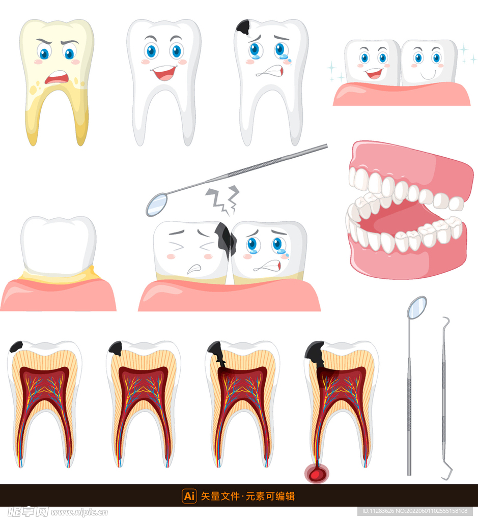 牙床牙齿口腔插画