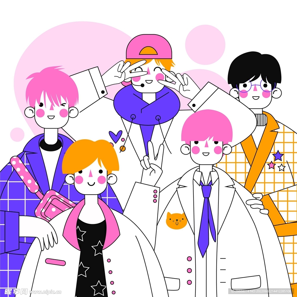 创意时尚卡通追星人物插画