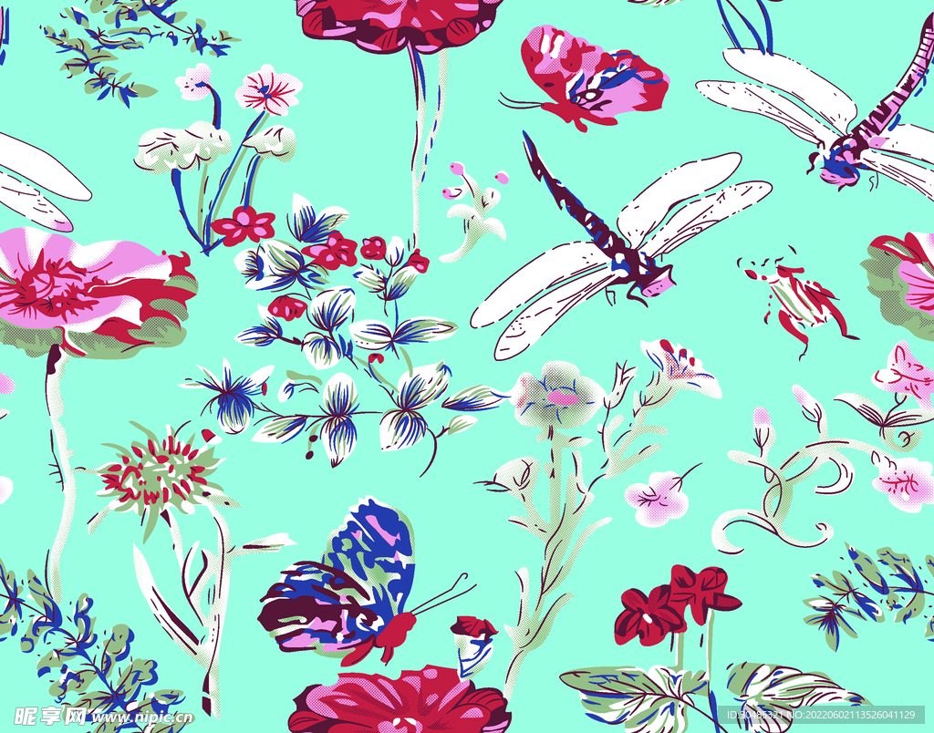 小碎花 蝴蝶 蜻蜓 