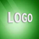 logo立体字样机场景图绿色底