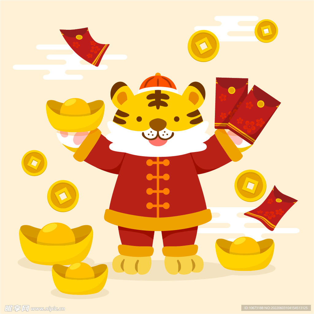 手绘卡通老虎
