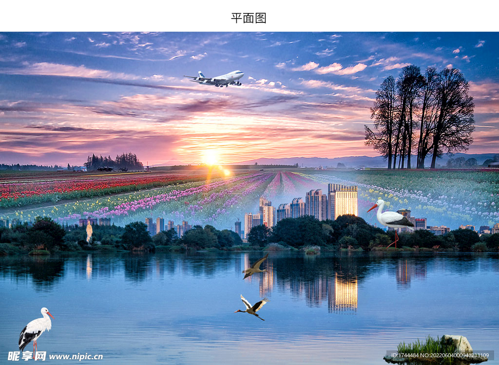 天空傍晚晚霞流水图片