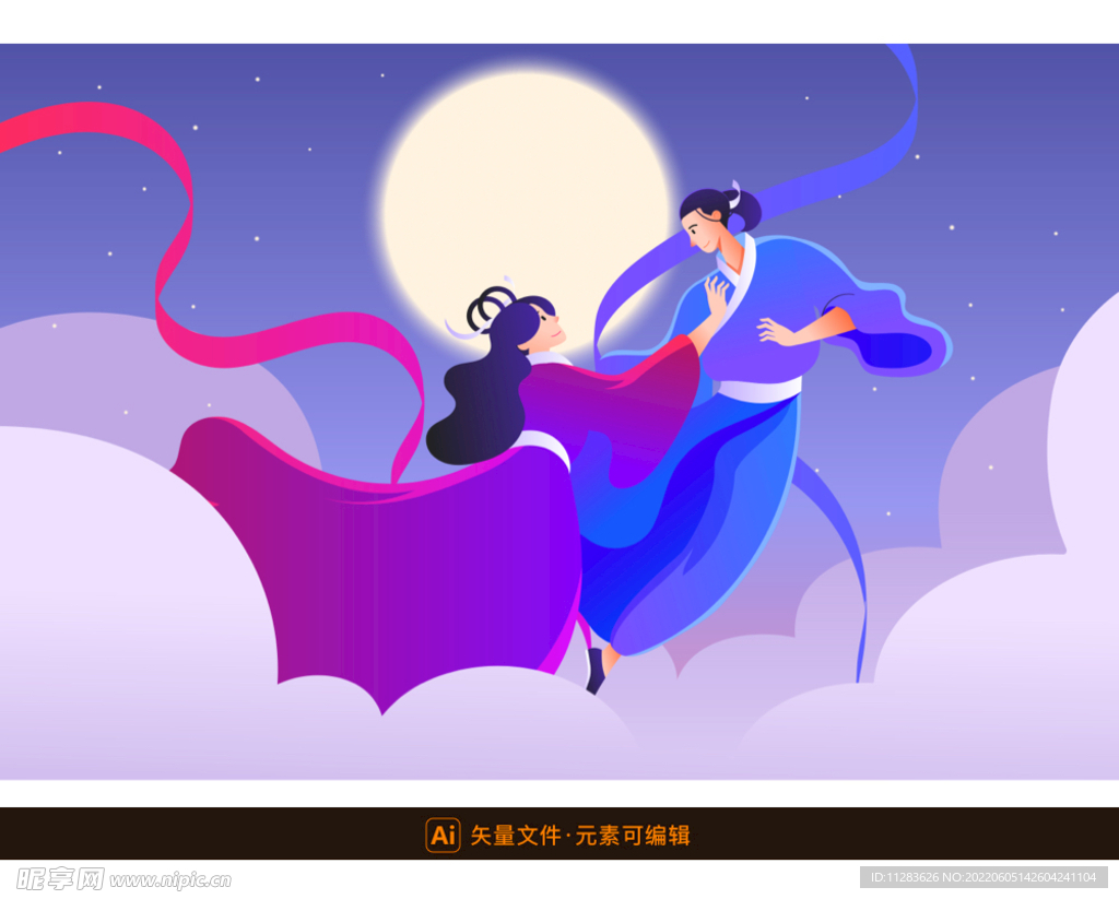 七夕牛郎织女插画