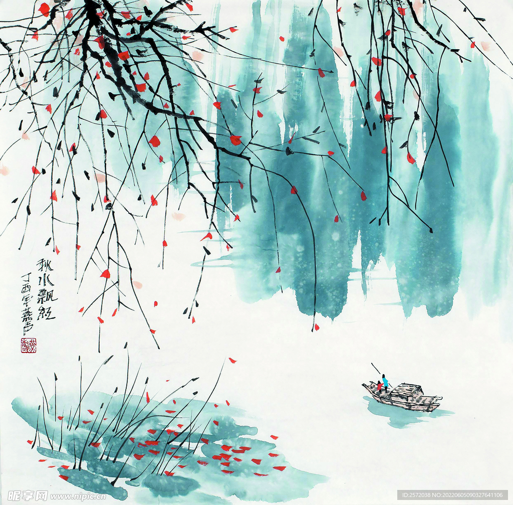 秋水飘红