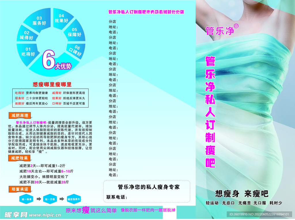 瘦身减肥正反三折彩页