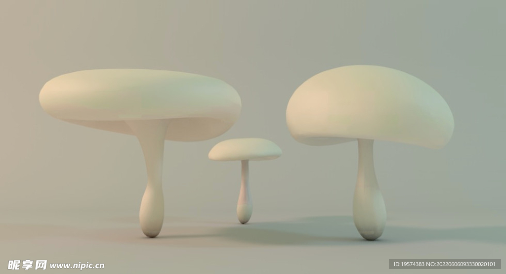 C4D模型白色的蘑菇