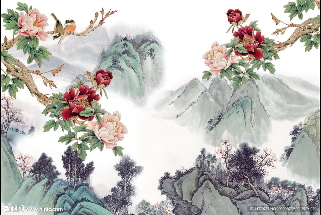 国画牡丹 