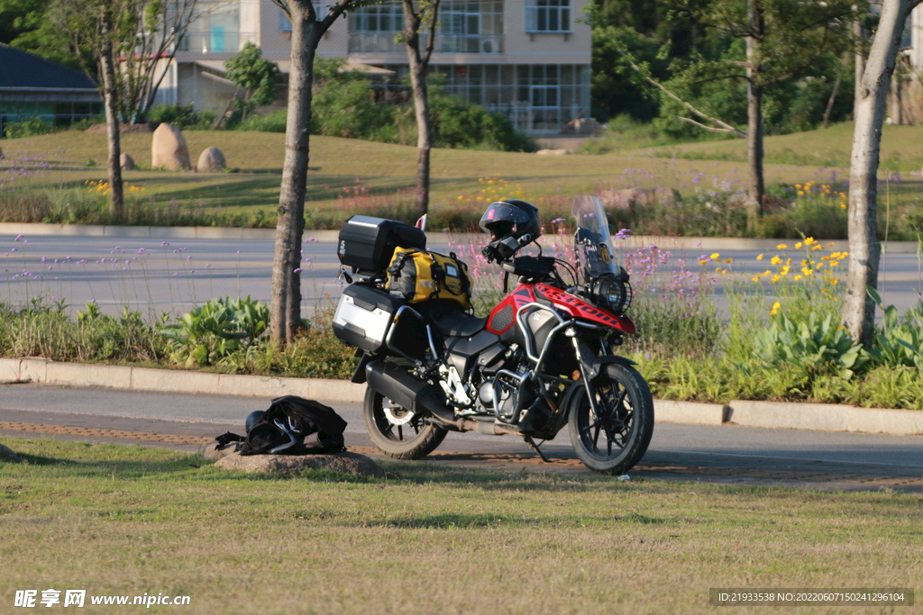 草地上的铃木摩托车Suzuki