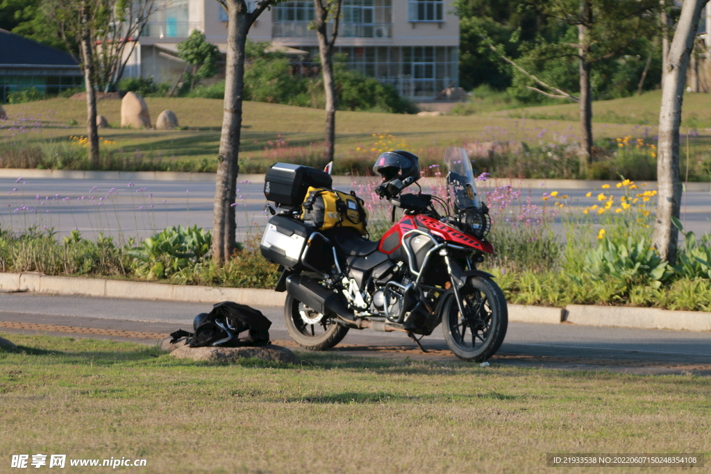 草地上的铃木摩托车Suzuki