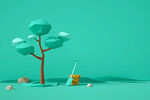 清新  绿色 C4D 背景