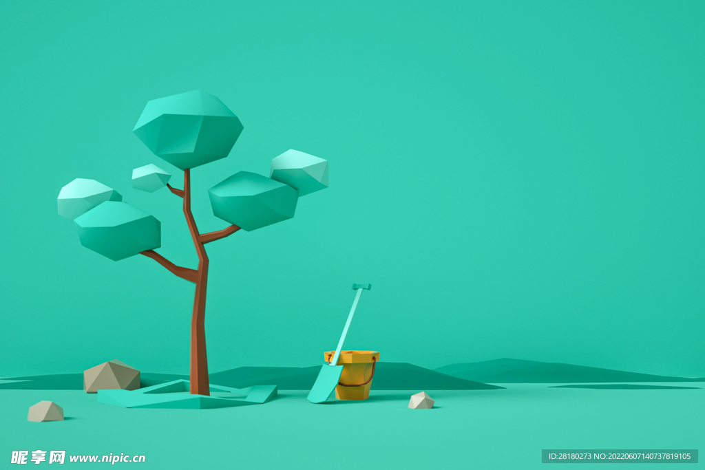 清新  绿色 C4D 背景