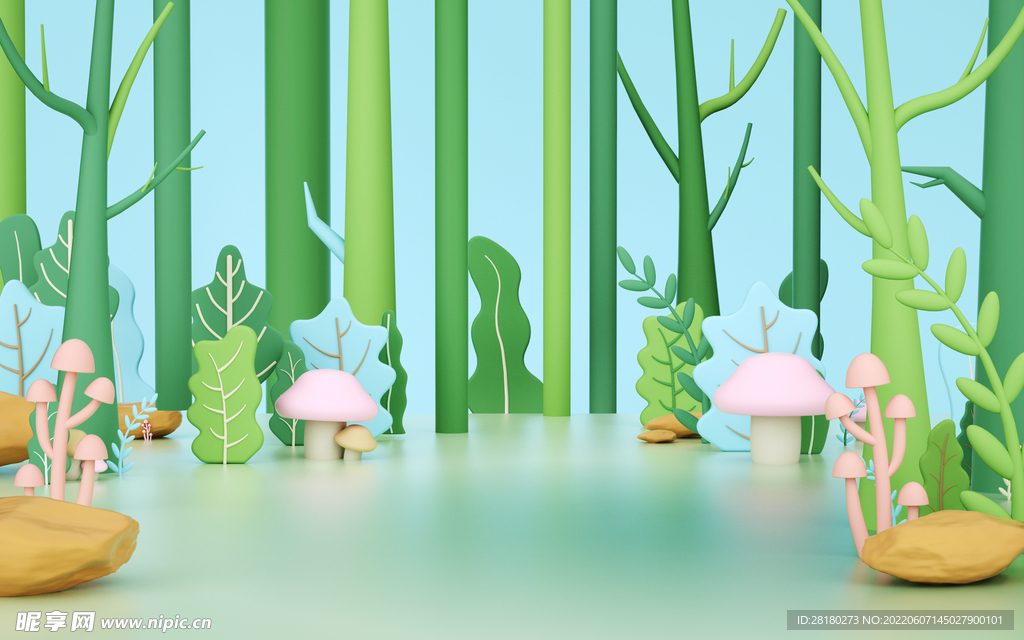 森林立体 清新背景 