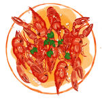 盘子里的龙虾插画