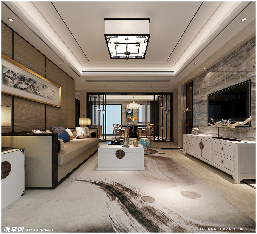 新中式别墅客厅图片