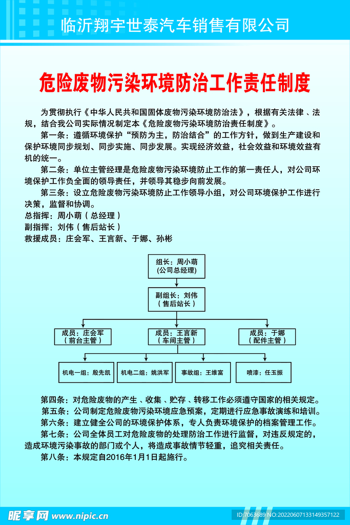 危险废物污染环境防治工作责任制