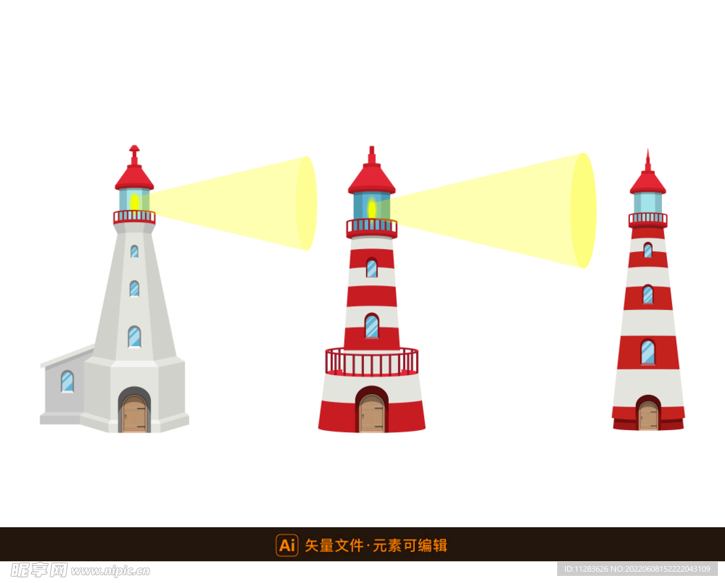 灯塔矢量卡通插画