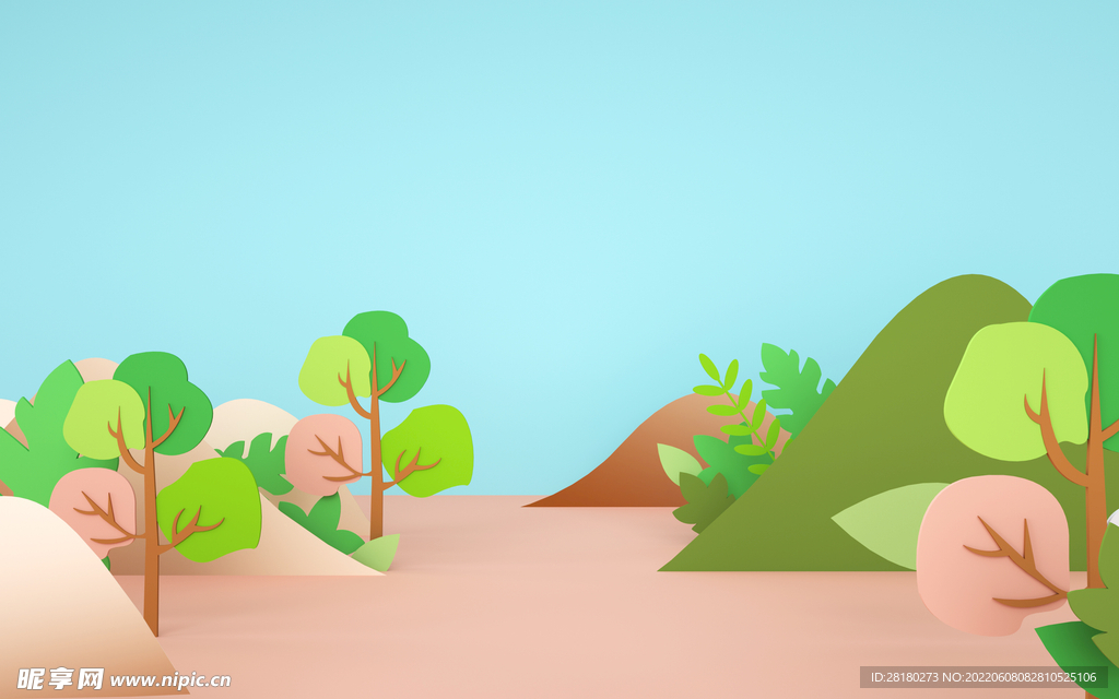 小清新3D立体产品背景