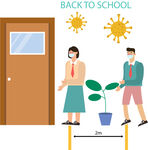 卡通学校防疫