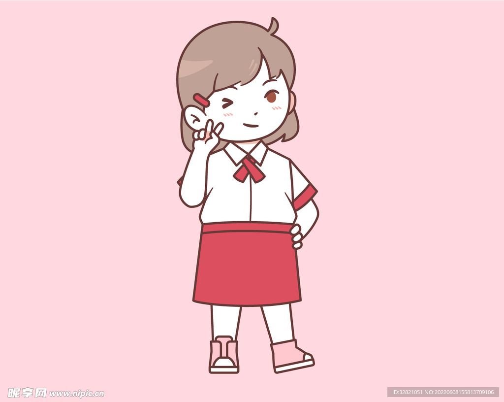 手绘卡哇伊可爱的女孩