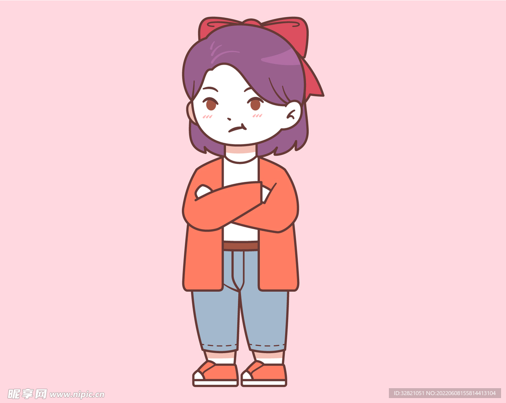 手绘卡哇伊可爱的女孩