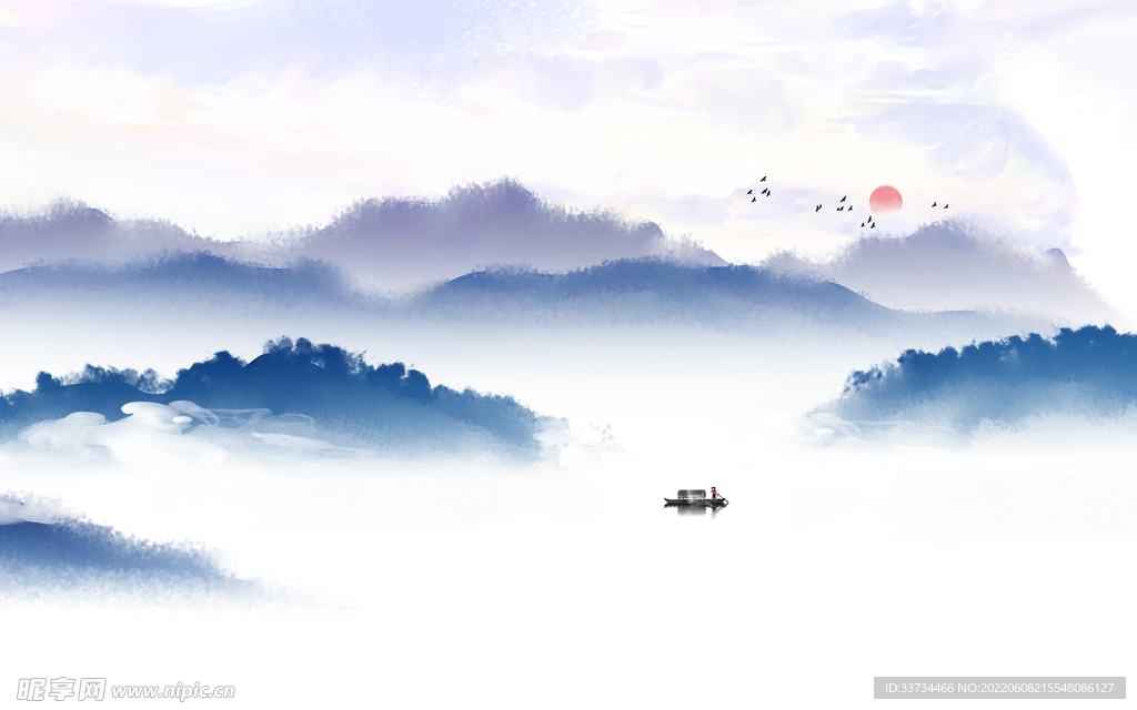 云雾山水画