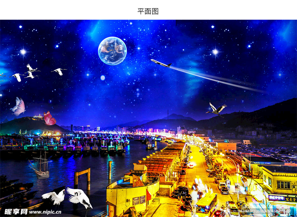 舟山普陀夜景星空图片