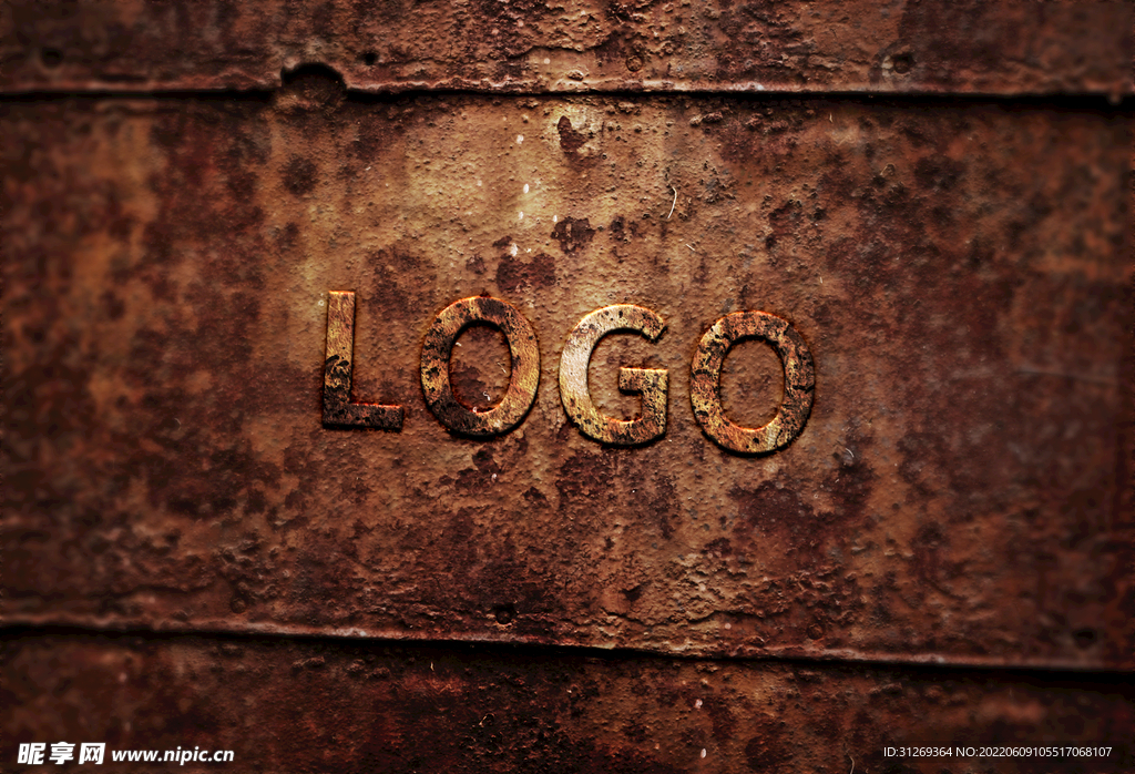 logo样机铁墙上