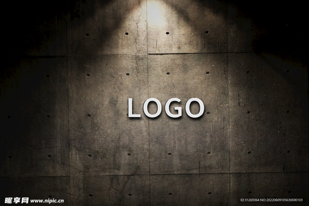 logo样机光墙上