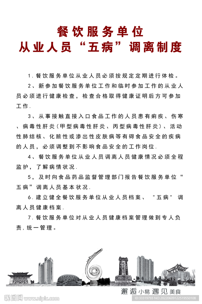 餐饮服务单位从业人员五病调