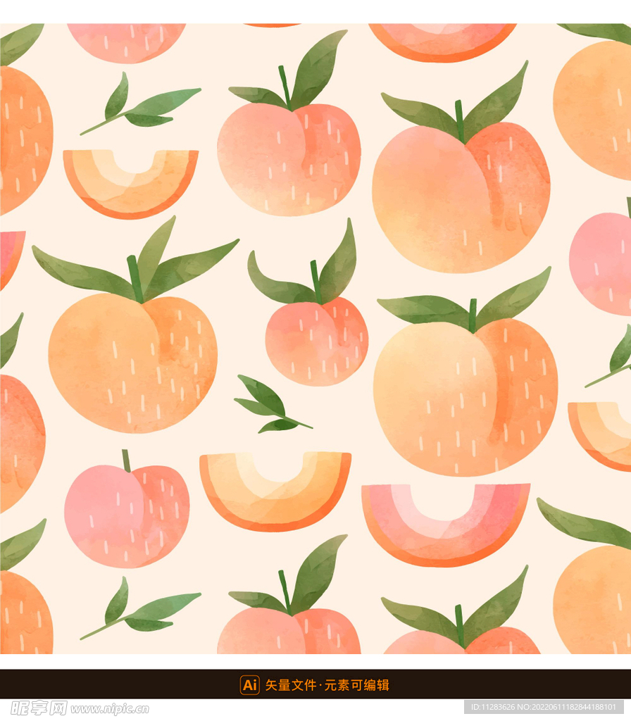 手绘桃子背景图案