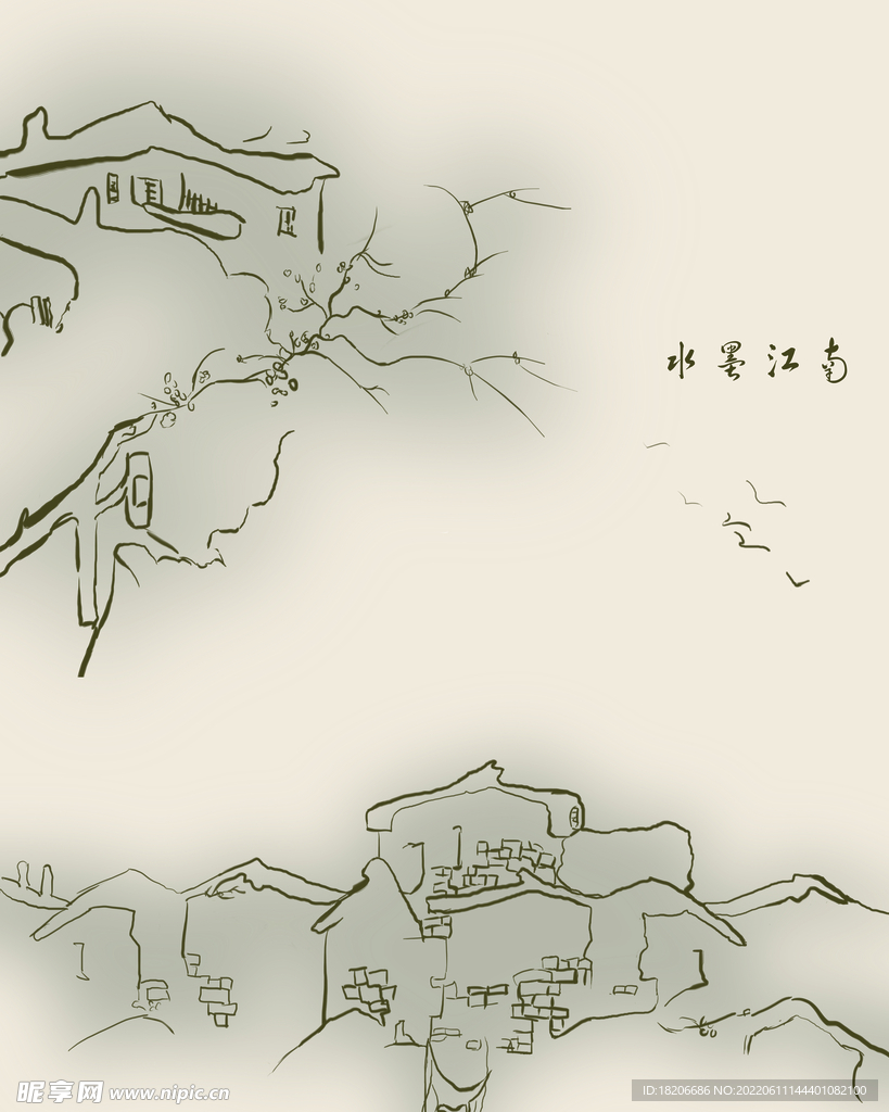 移门水墨江南