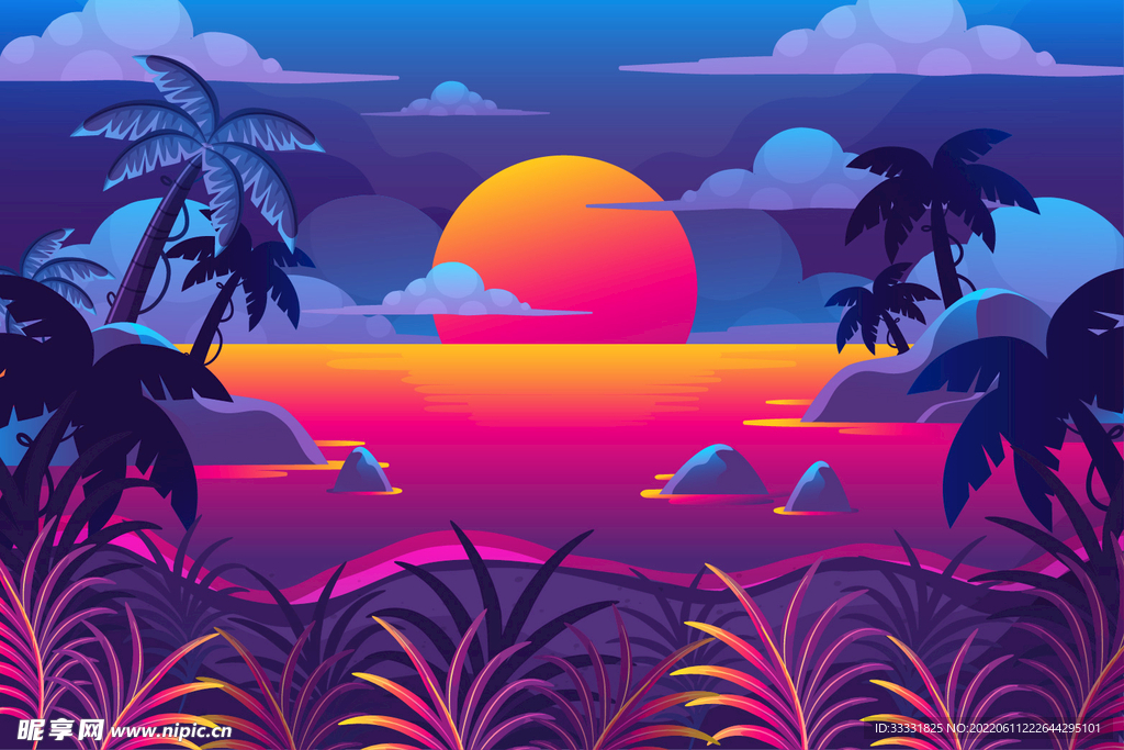 棕榈树叶背景