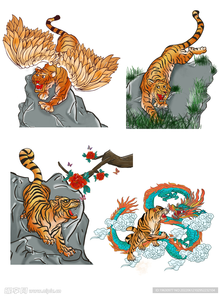 水墨风虎