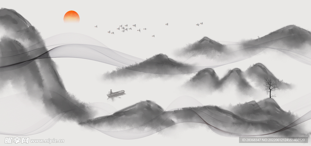 水墨山水插画 
