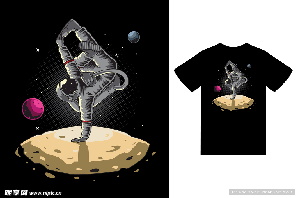 创意太空宇航员T恤图案