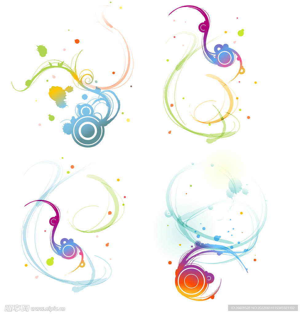 渐变花边线条