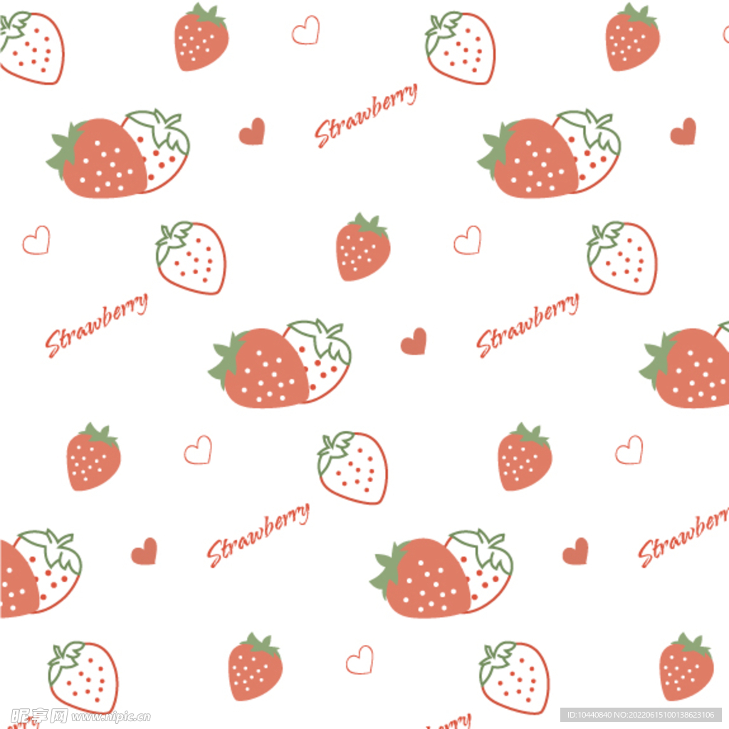水果草莓卡通无缝印花图片