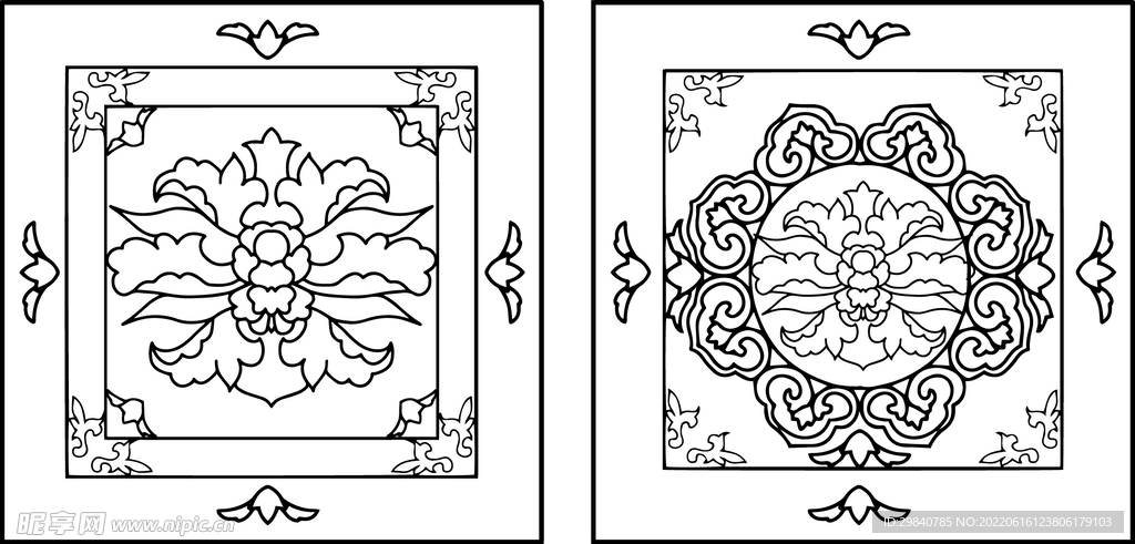 古典传统花纹纹样矢量图