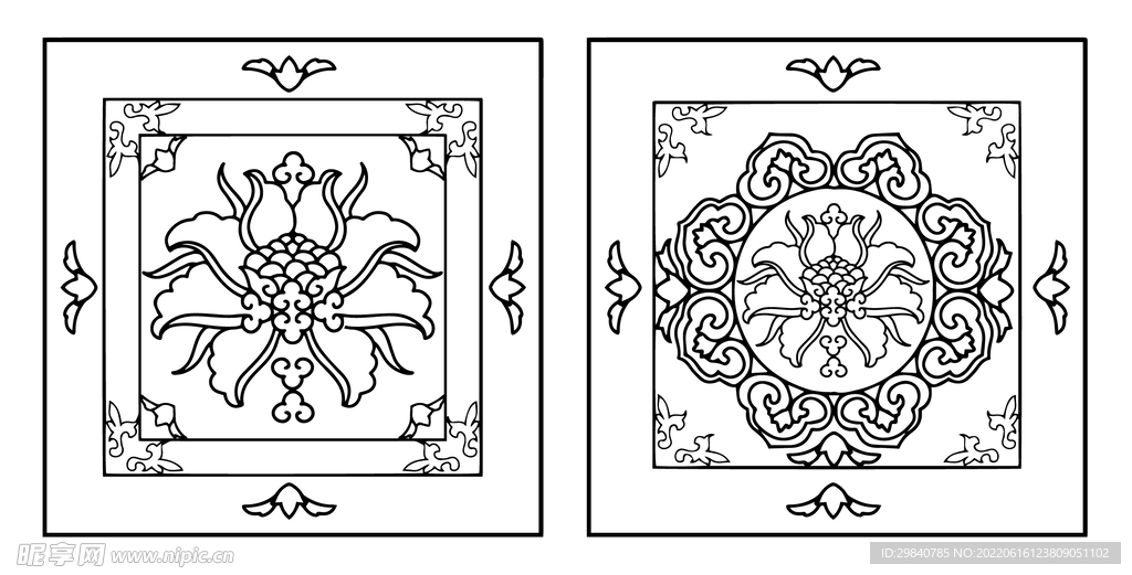 古典传统花纹纹样矢量图