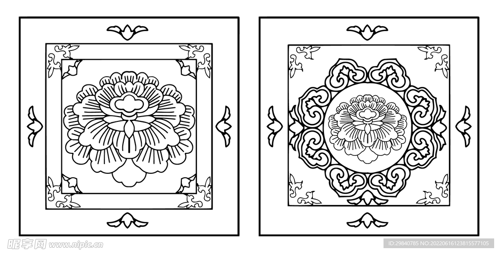 古典传统花纹纹样矢量图